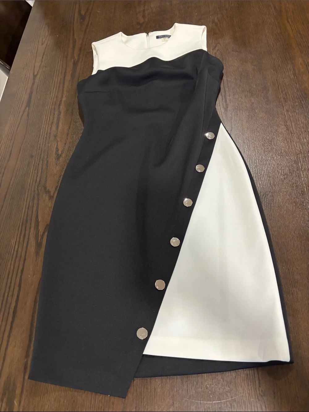 Two-Tone Black & White Sleeveless Sheath Dress Tommy Hilfiger business basic - Picture 1 of 7